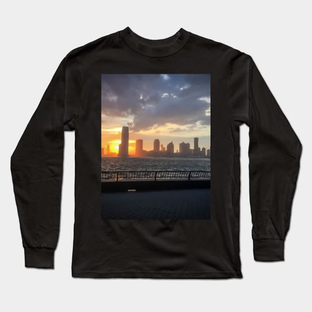 Sunset at Battery Park City, Manhattan Long Sleeve T-Shirt by eleonoraingrid